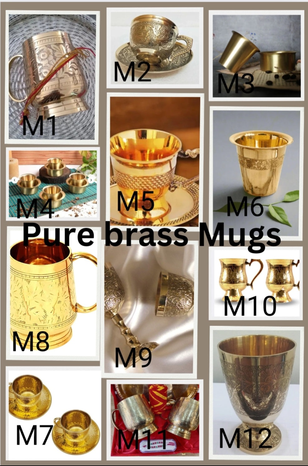 Handcrafted Pure Brass Engraved Mug – M1