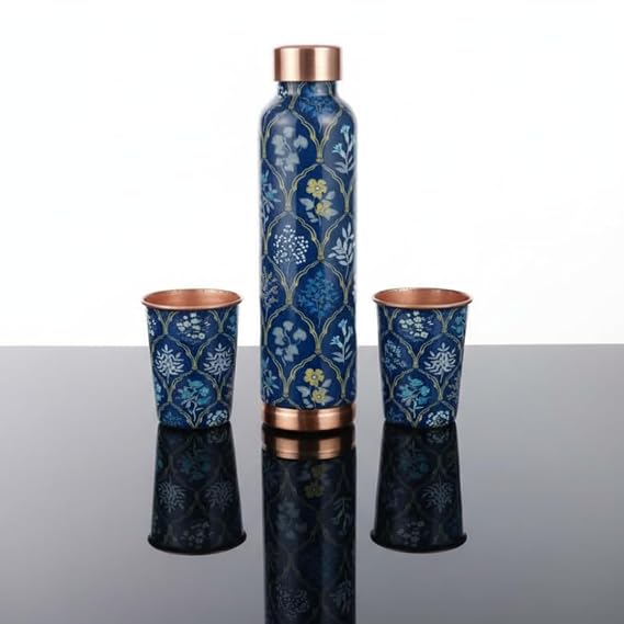 Handcrafted Meenakari Pure Copper Water Bottle