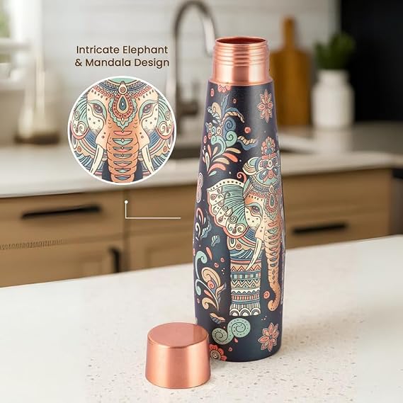 Premium Copper Bottle Gift Set with 2 Glasses