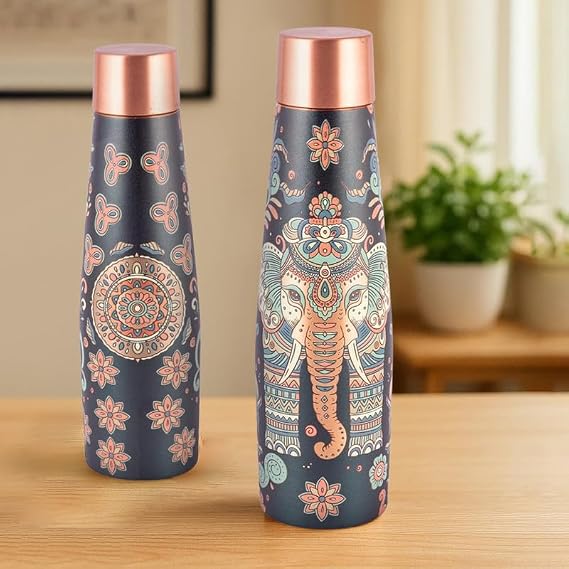 Premium Copper Bottle Gift Set with 2 Glasses