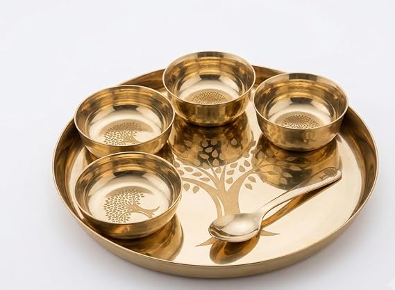 Premium Kansa Thali Set – Tree of Life Design