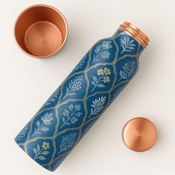 Handcrafted Meenakari Pure Copper Water Bottle