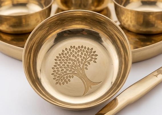 Premium Kansa Thali Set – Tree of Life Design