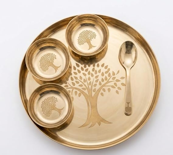 Premium Kansa Thali Set – Tree of Life Design