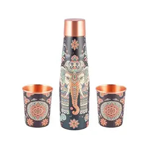 Premium Copper Bottle Gift Set with 2 Glasses